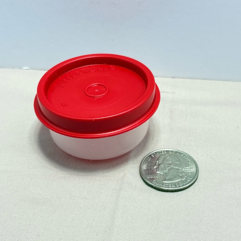 Tupperware Red lid clear bottom. Midget. Very useful for all types of storage. - Picture 3 of 3